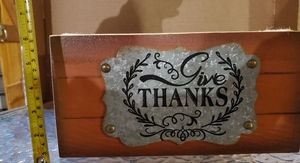 "Give thanks" wooden basket crate bin